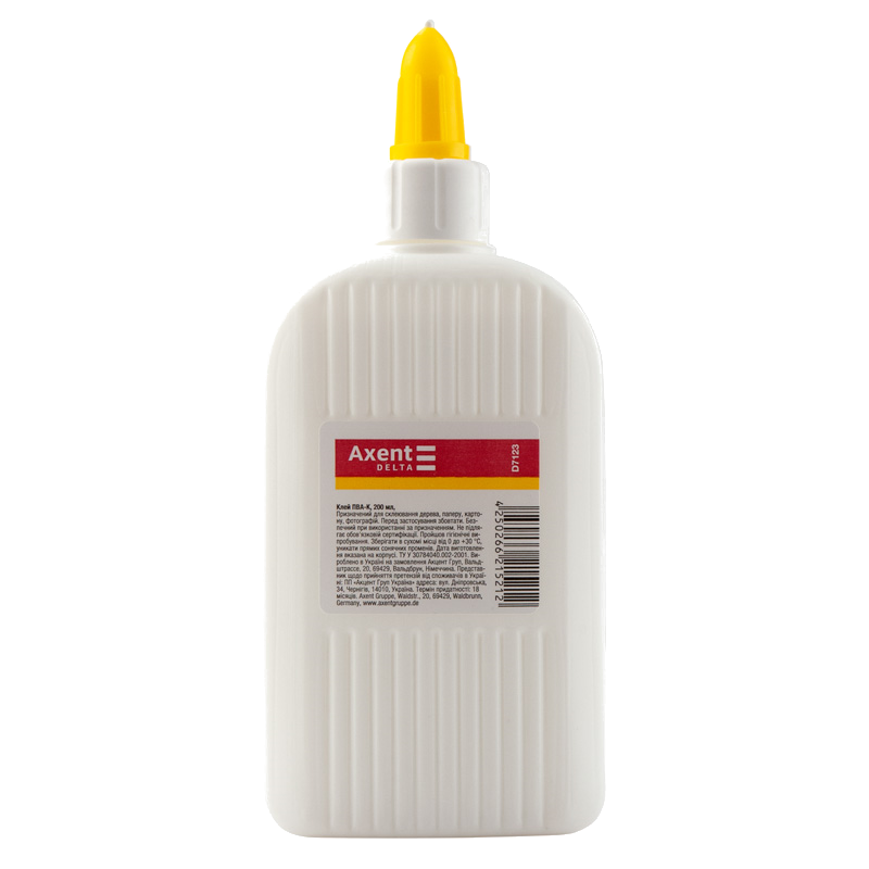 Клей ПВА AXENT Delta (D7123) 200мл, кришка-дозатор